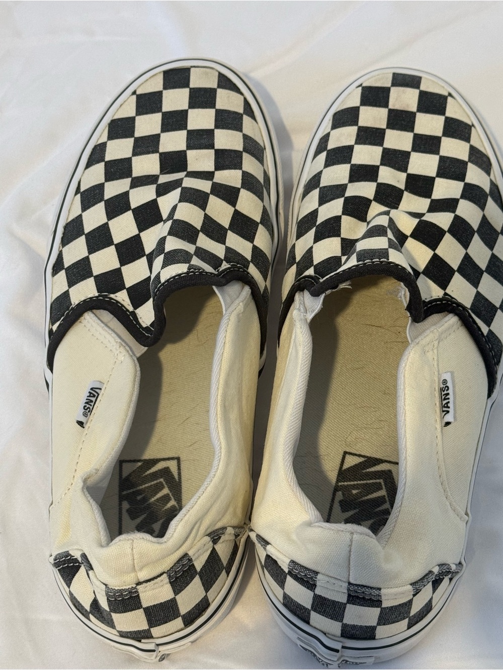 Vans Classic Slip-On Checkerboard Black White Women’s 10 Men’s 8.5 - Picture 2 of 7